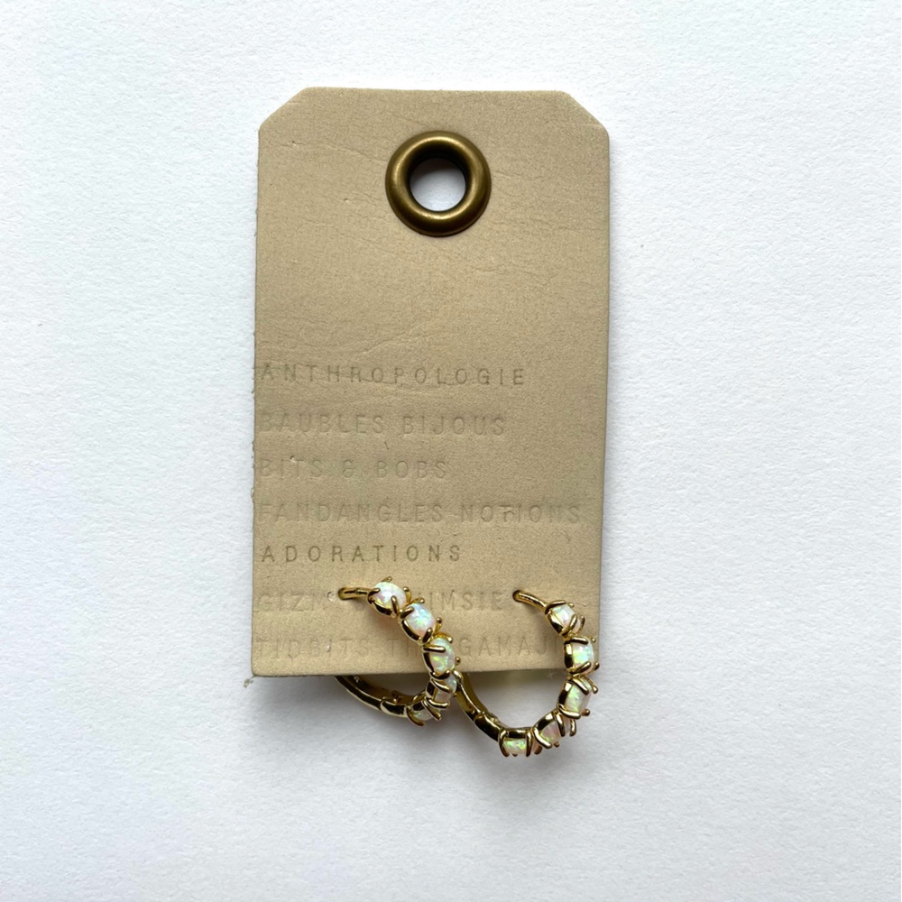 Anthropologie Opal Huggie Hoop Earrings
